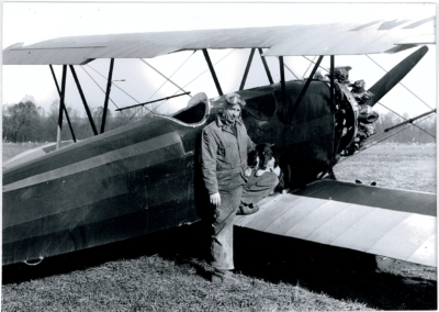 Black and white photo of pilot from early 1900s