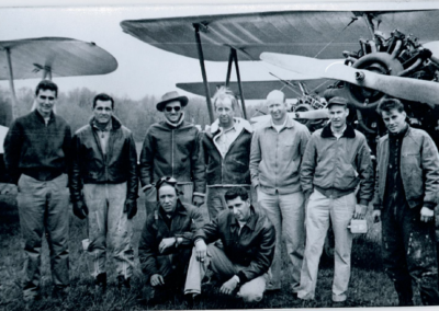 Black and white photo of pilots from early 1900s